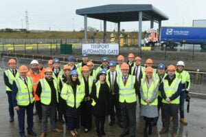 PD Ports' Change and Delivery Manager, Mel Hannaway, front and center, celebrated the unveiling of the systems alongside colleagues and contractors that were involved with the project.
